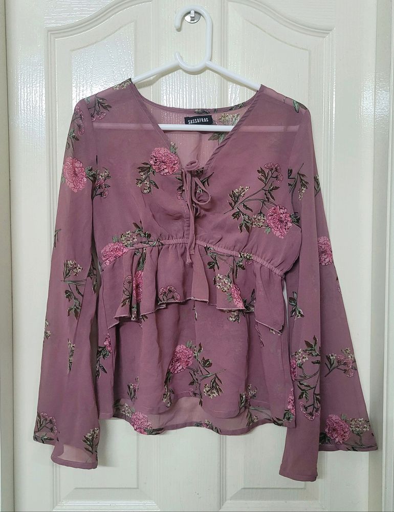 Mauve Color Layered Floral Top