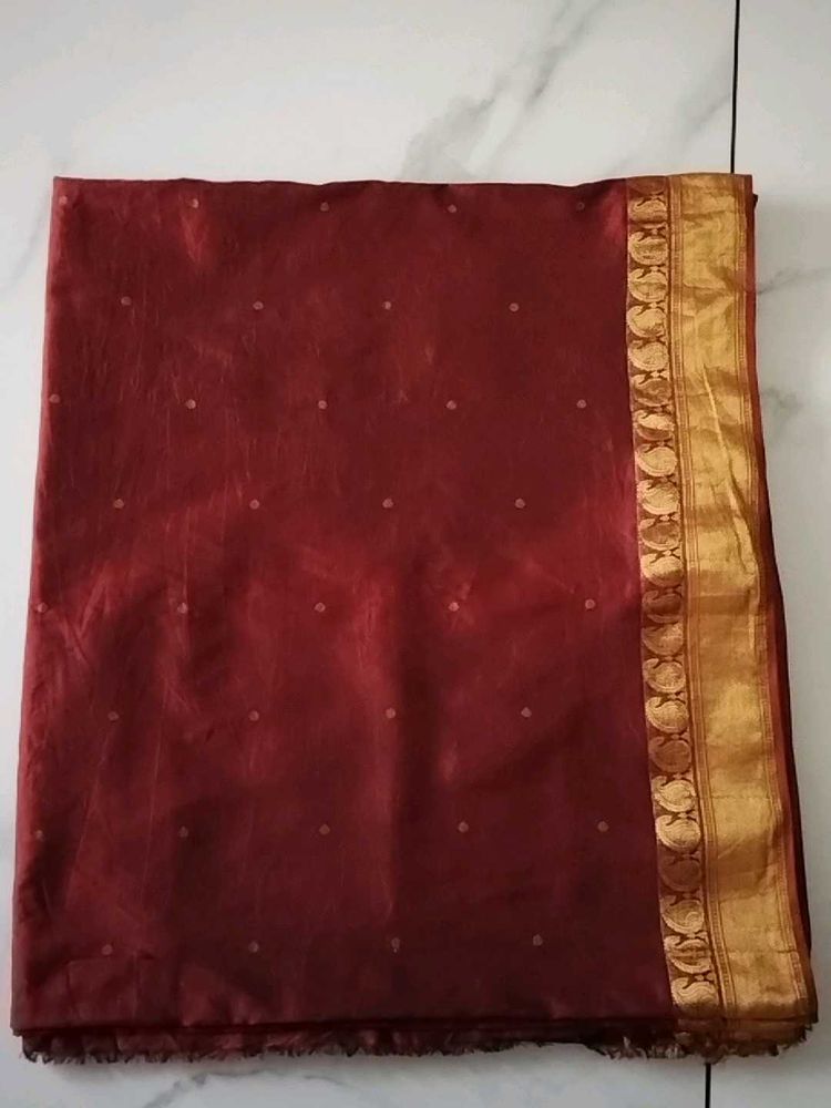 Maroon &amp; Gold Sari