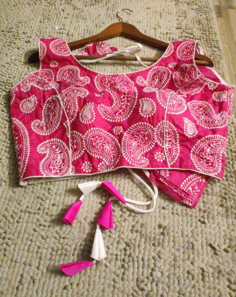Hot Pink Embroiderd Saree Blouse