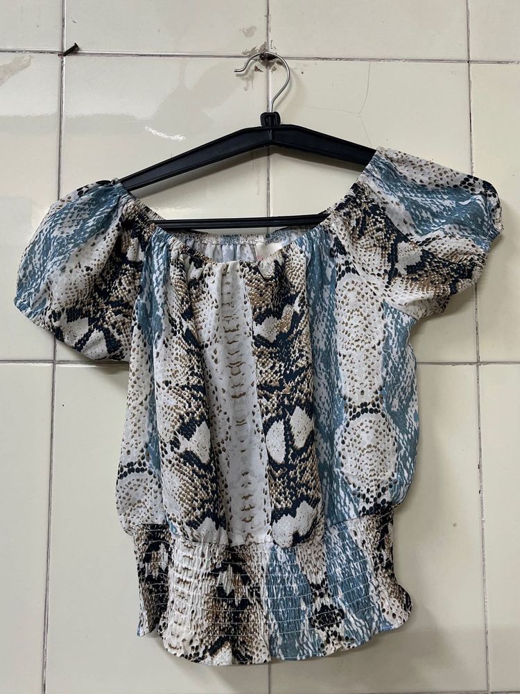 Stylish Animal Print Off-Shoulder Top