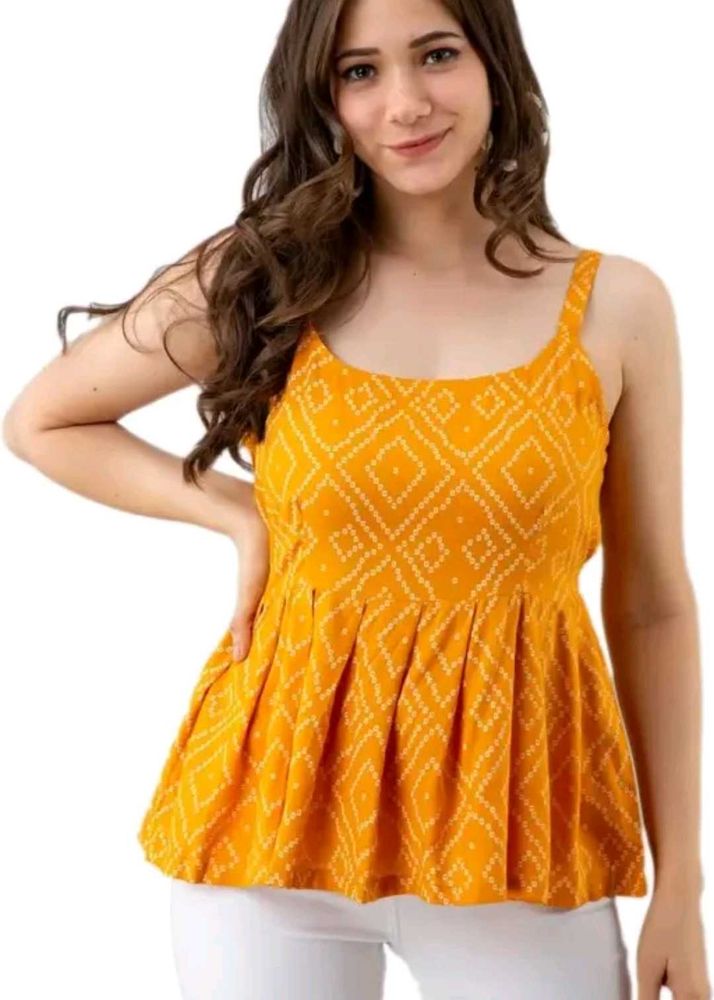 Stylish Mustard Printed Top