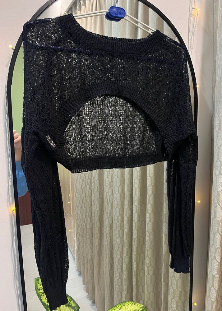 URBANIC Crochet Knit Pullover