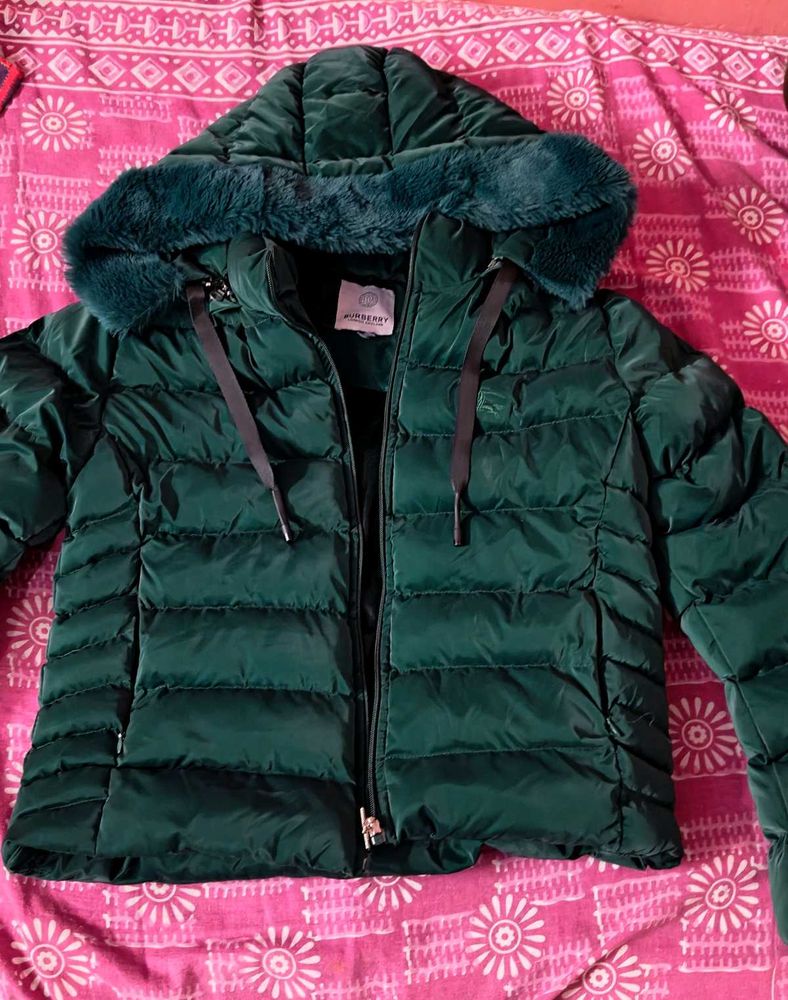 Burberry Green Hooded Puffer Jacket