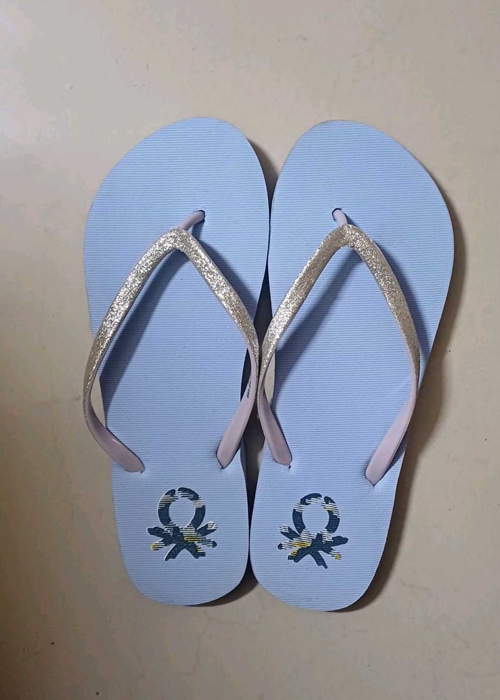 United colors of Benetton Blue Glitter Flip Flops