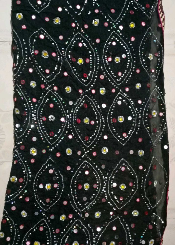 Black Georgette saree with stones
