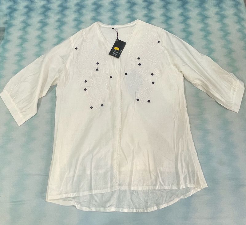 White Embroidered Tunic Top