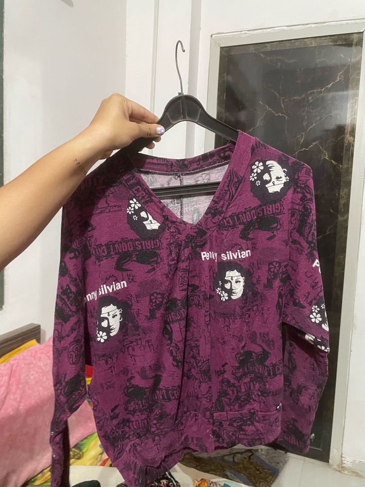 Patterned V-Neck Top