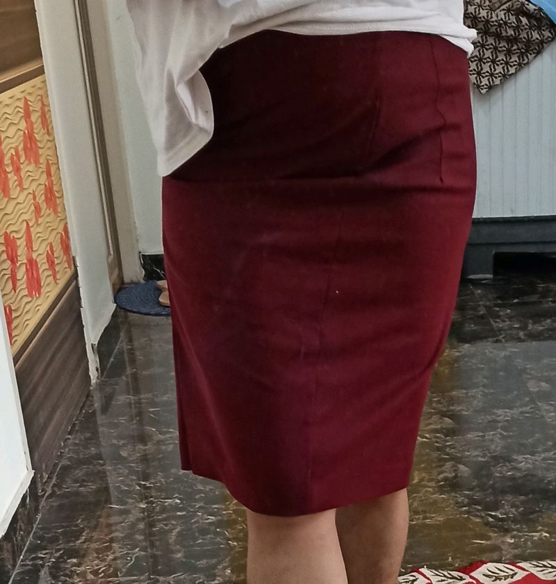 Burgundy Pencil Skirt