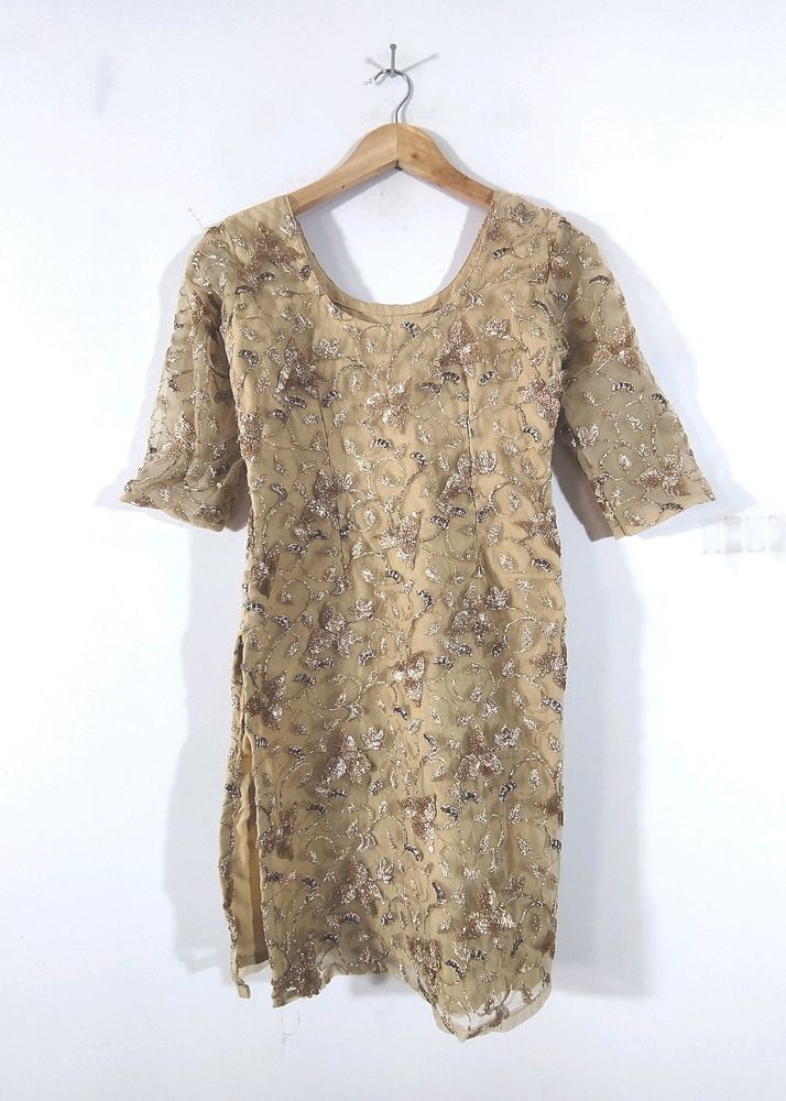 Cream Embroidered Kurta (Women's)