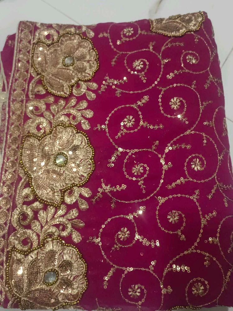 Elegant Pink Embroidered Saree