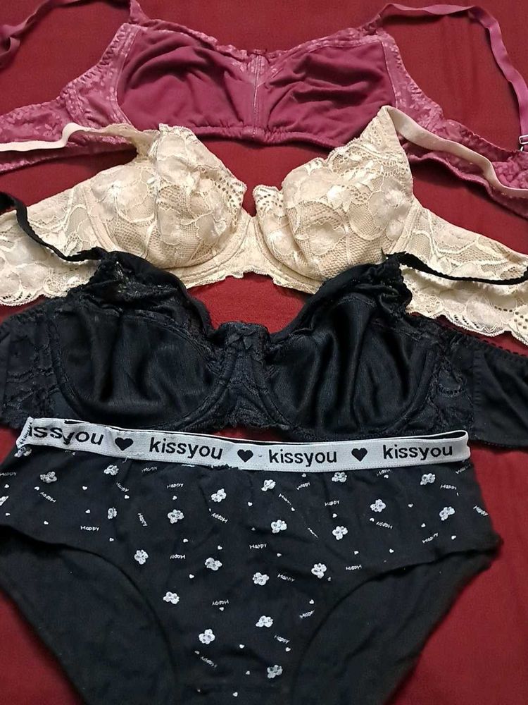 combo Of Four Imported Fabric Bra N Panty