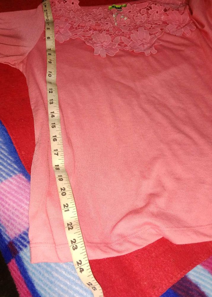 coral Floral Lace Top