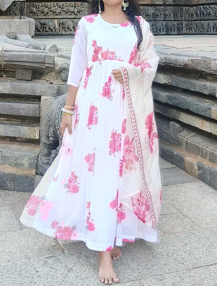 White Gown With Dupatta
