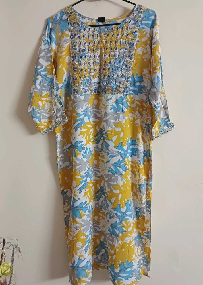 Floral Print Cotton Kurit Set
