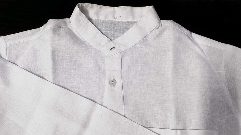 Men&#39;s Ethnic White Kurta mandarin collar