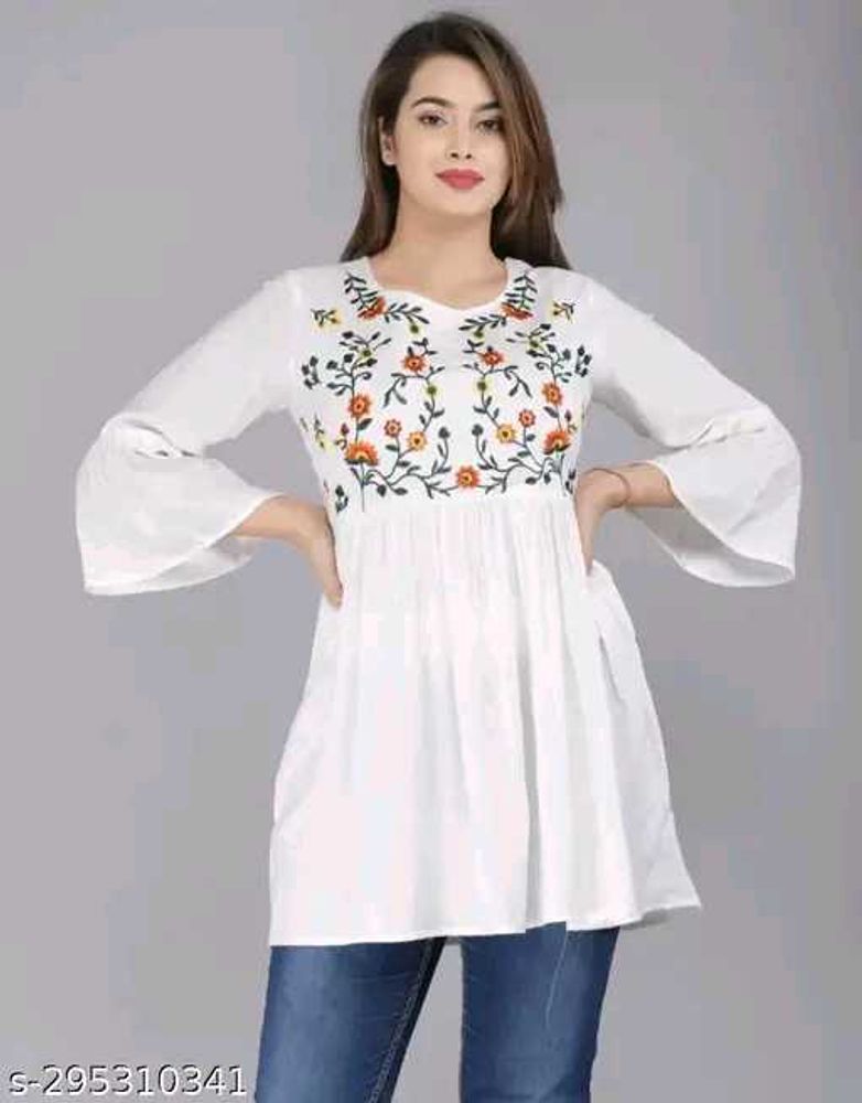 Embroidered White Tunic Top