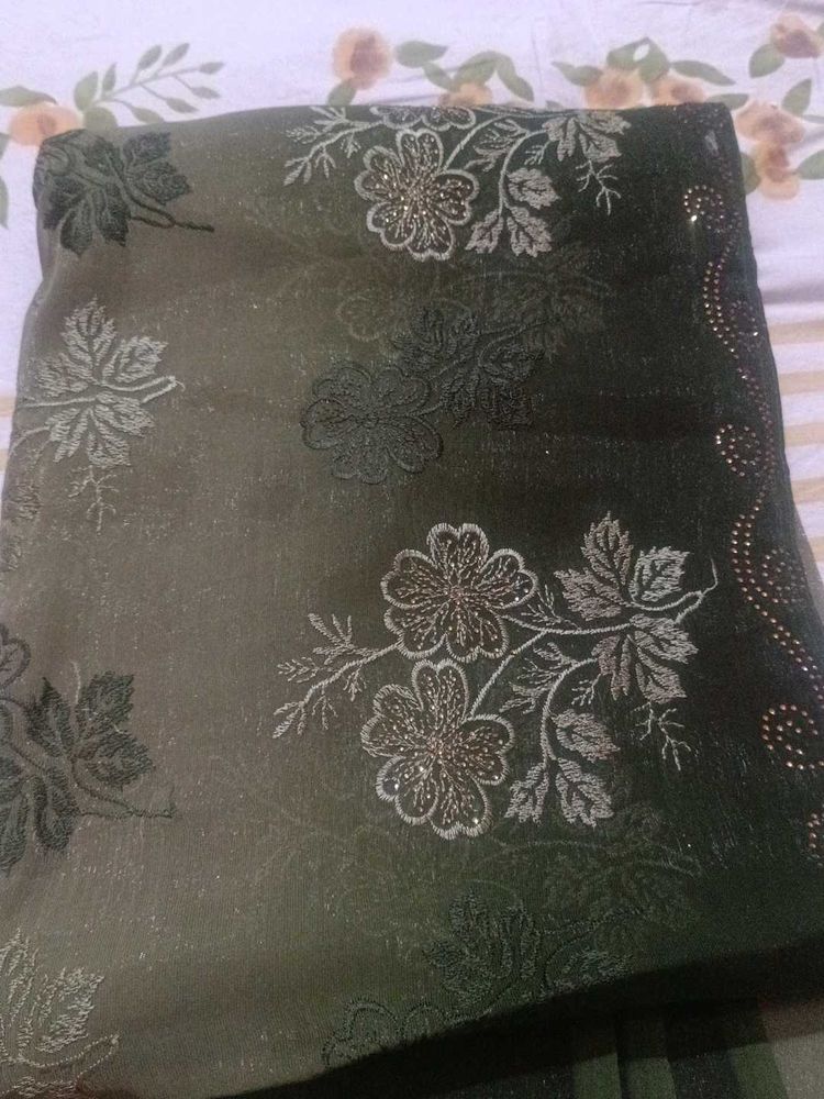 Elegant Green Floral Saree