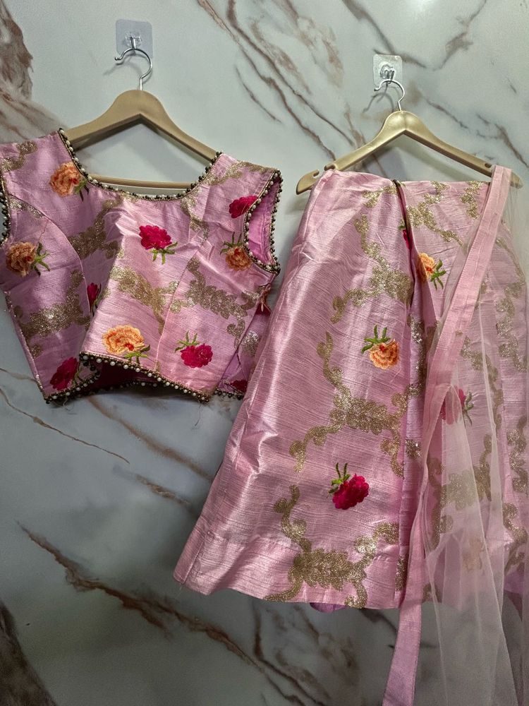Pink Floral Lehenga Choli
