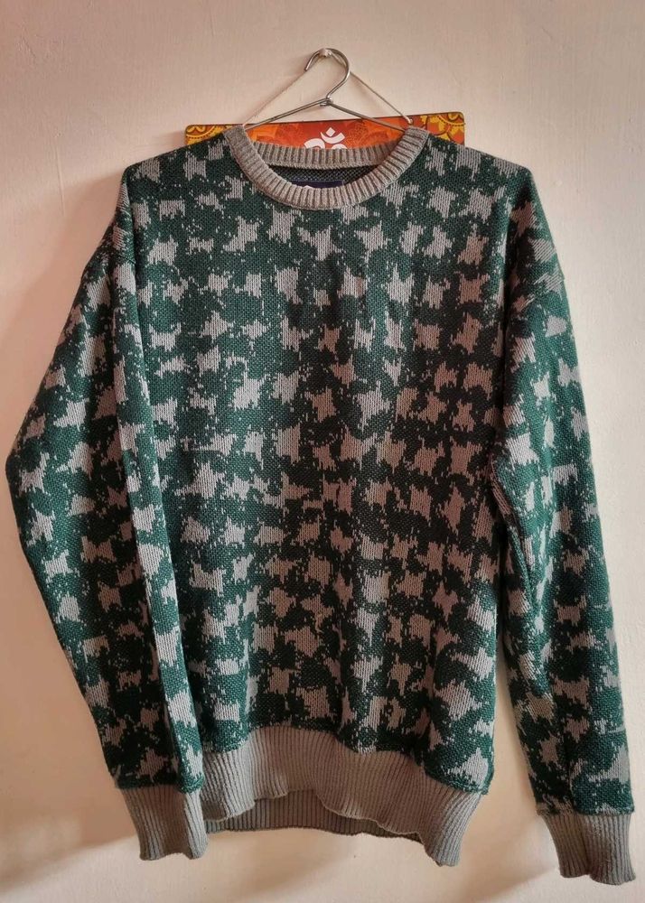 Patterned Crew Neck Sweater