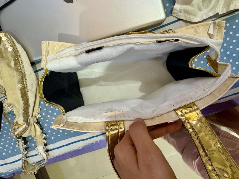 Chic Beige+Golden Chain Handbag