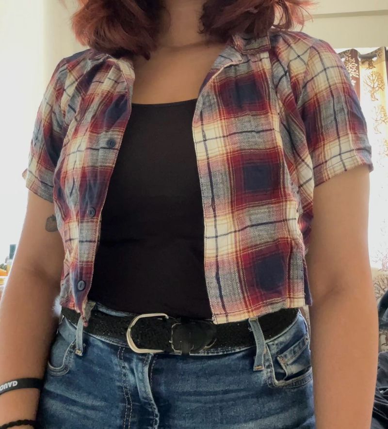 Lee Cooper Checkered Pattern Crop Shirt