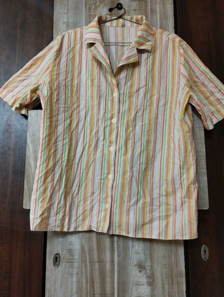 Striped Short Sleeve Button-Down