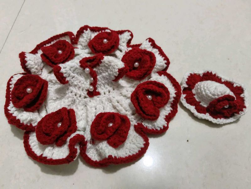 Handmade Crochet Dress &amp; Hat Set