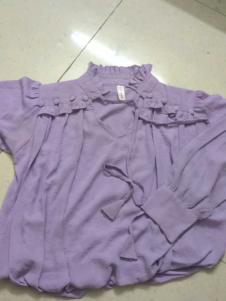 Stylish Lavender Crop Top For Party Wear/ Casual W