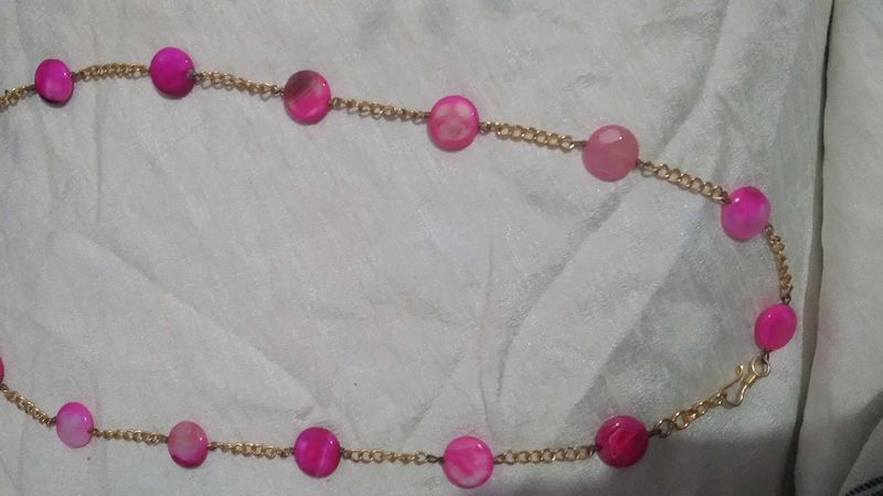 Pink Stone Necklace Earrings 💗