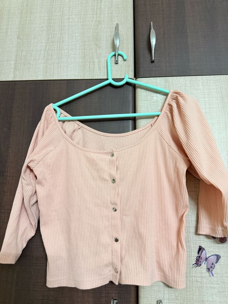 Peach Ribbed Top