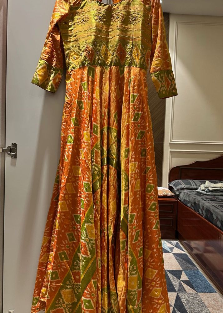 Elegant Ethnic Gown - Patola print.