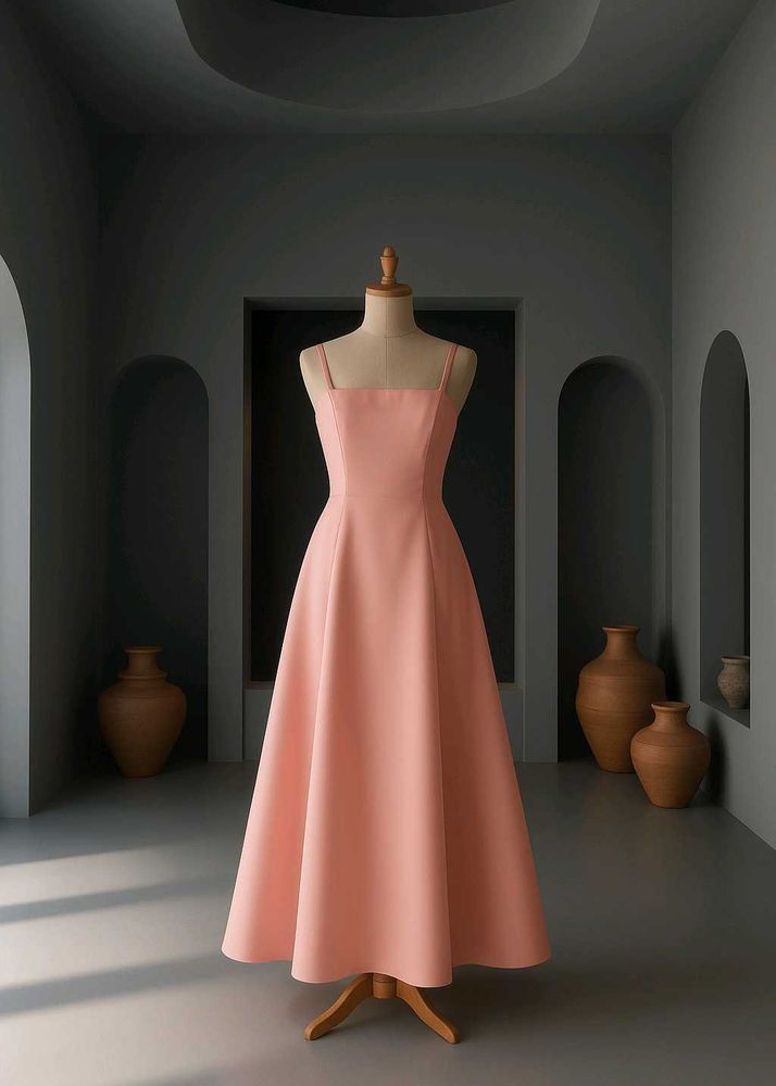 Pink A-Line Midi Dress
