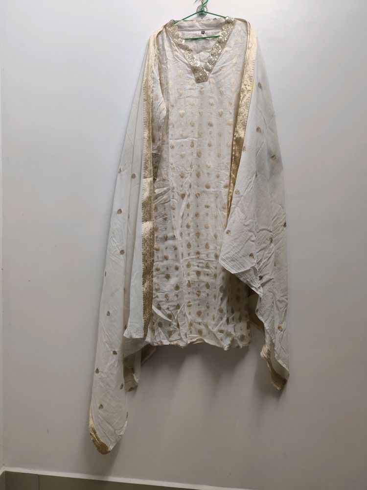Off-white Party Wear Top And Duppataas