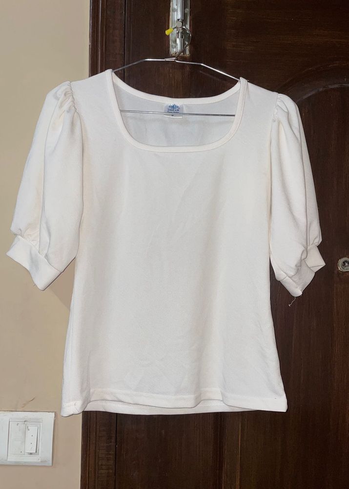 White Puff Sleeve Top