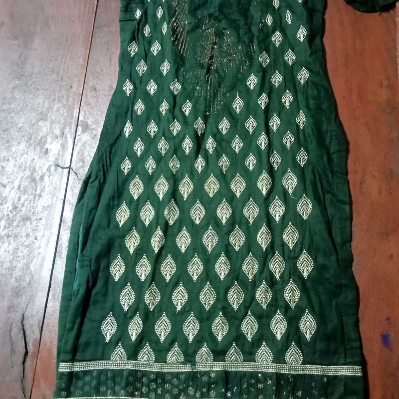 Green &amp; Gold Patterned Tunic Top