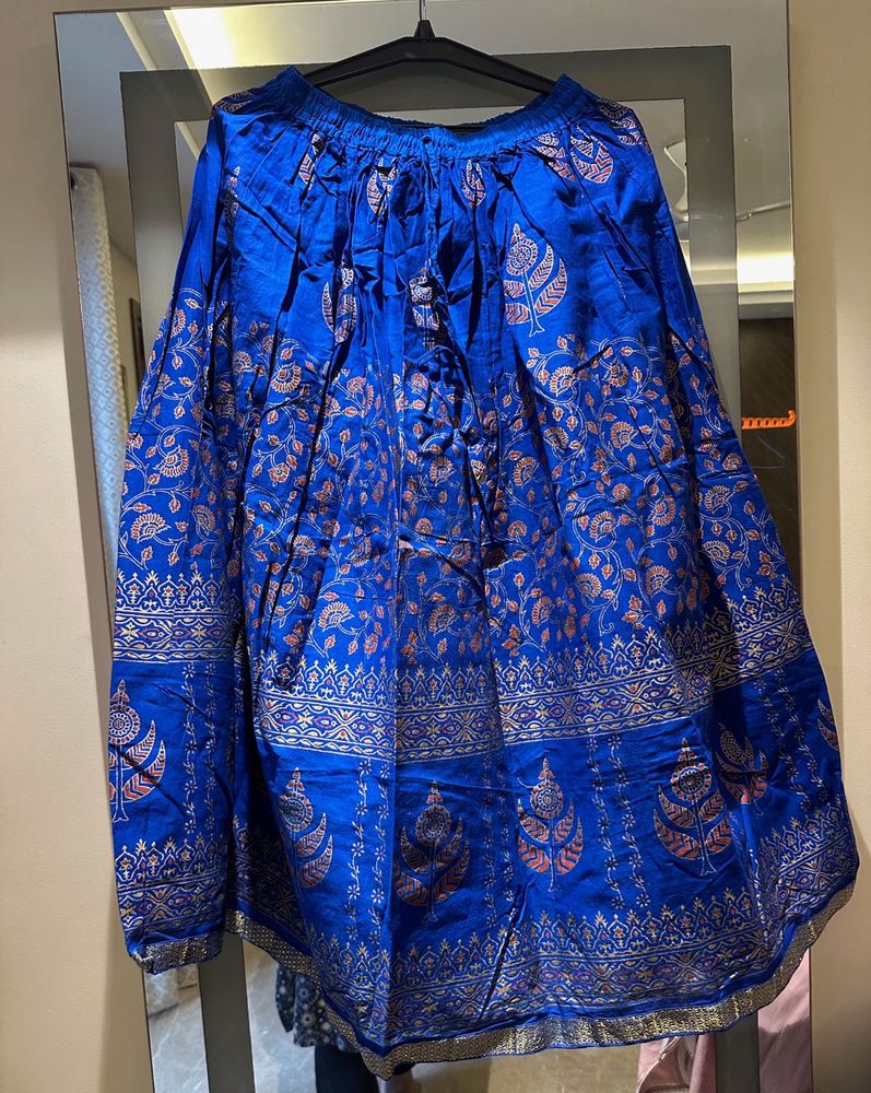 Royal Blue Printed Skirt From Jaipur