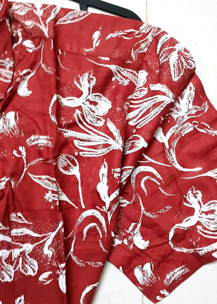 Rust Floral Print full sleeved Shirt