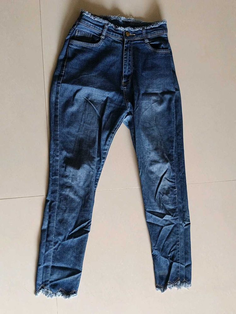 Frayed Hem Denim Jeans