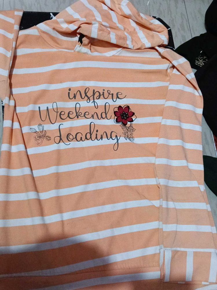 Striped Hoodie with Graphic Print