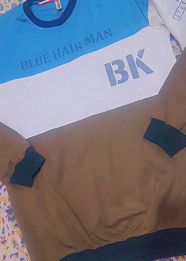 Blue Hair Man BK tshirt With Full Sleeves.