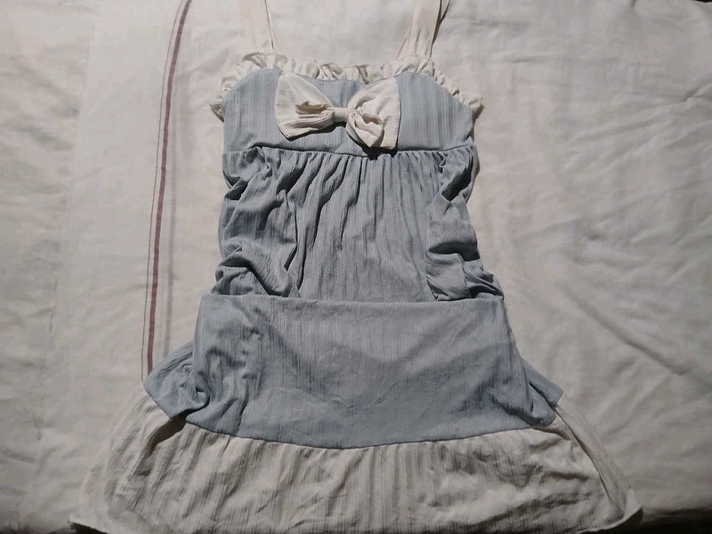 Cute Blue &amp; White Bow Dress