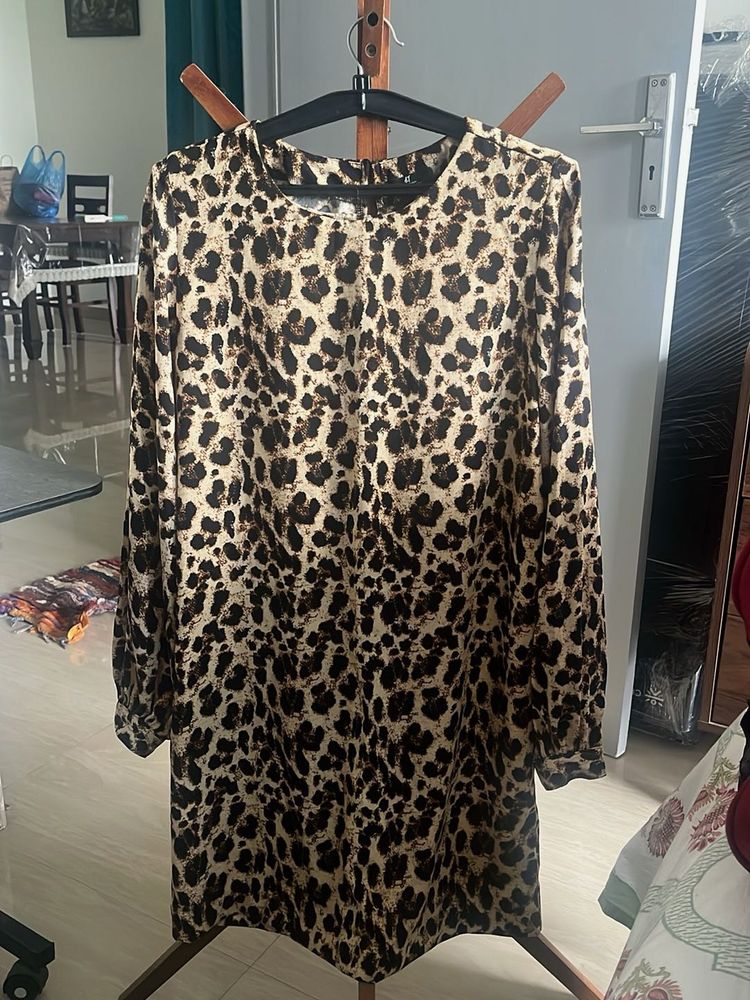 Animal Print Long Sleeve Dress