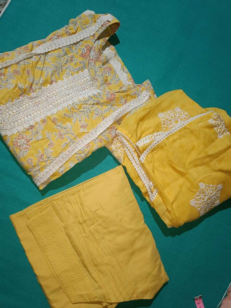 Suit Salwar With Cotton Embroidered Duppata