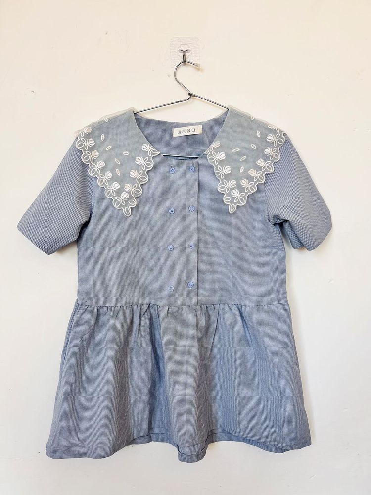 Korean-style Double-Breasted Smock Dress with an O