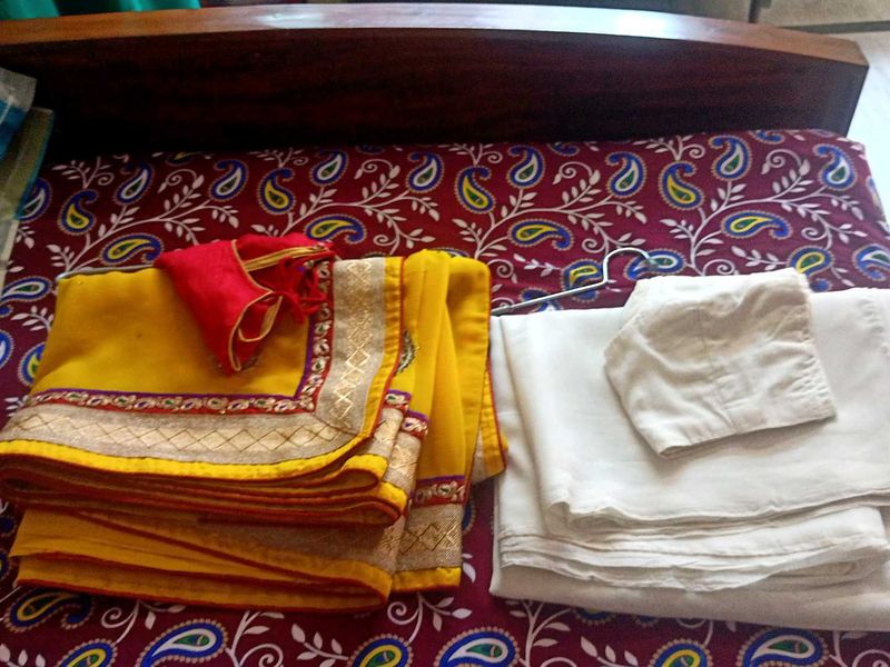 New Yellow Saree With Blouse ( Buy 1 Get One Free)