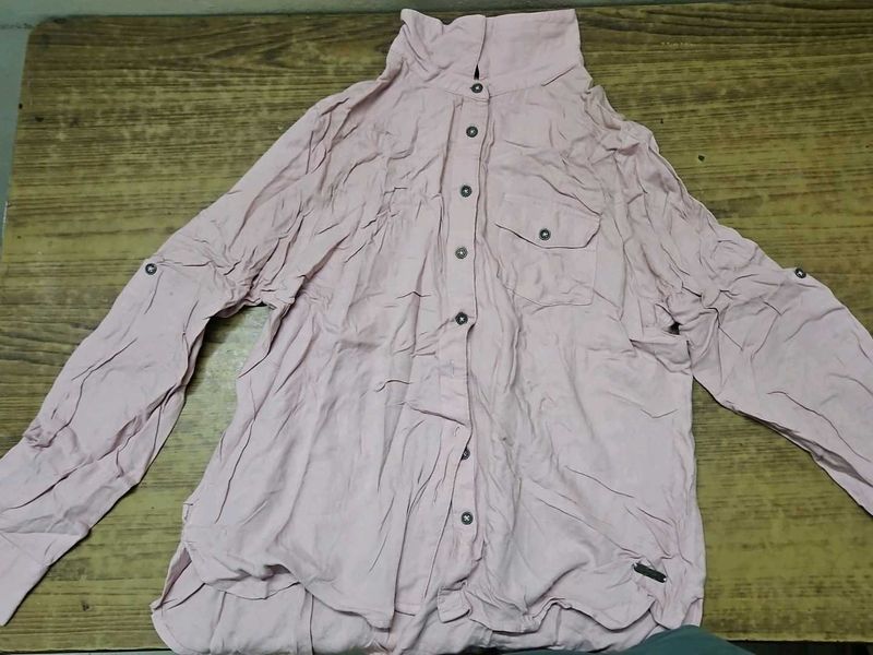 Pink Long Sleeve Button-Up Shirt