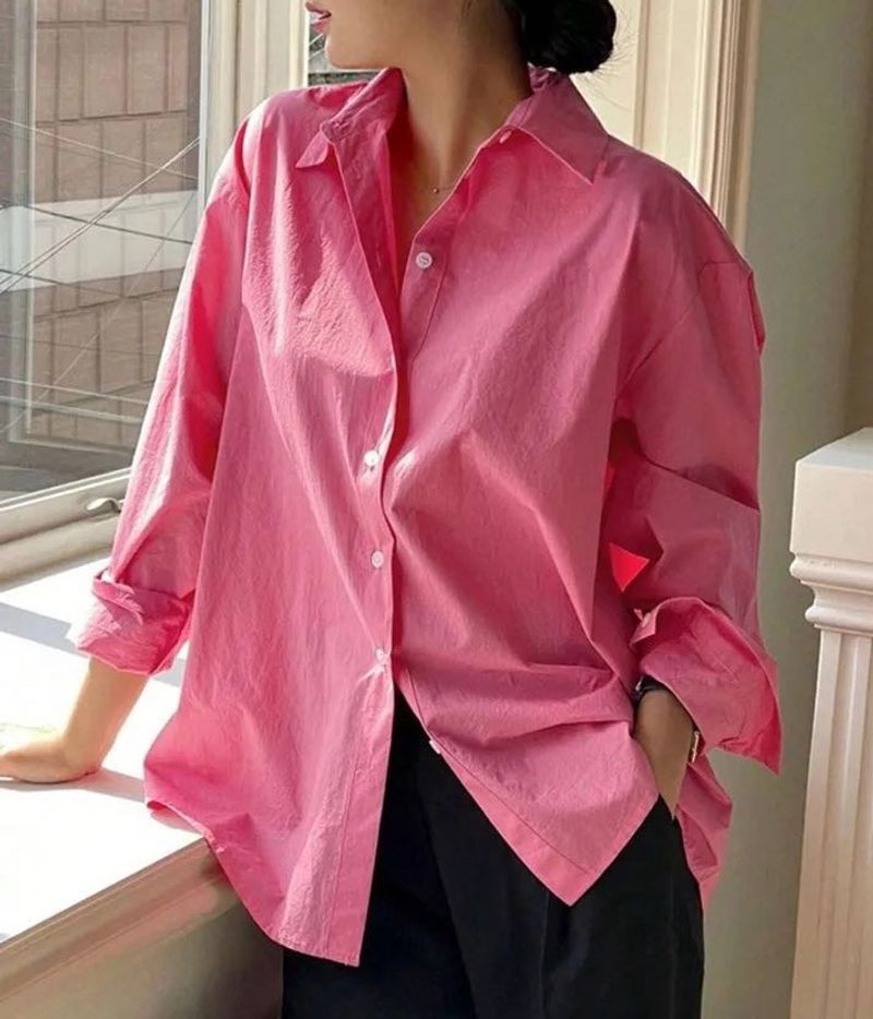 Classic oversized Pink Button-up Shirt