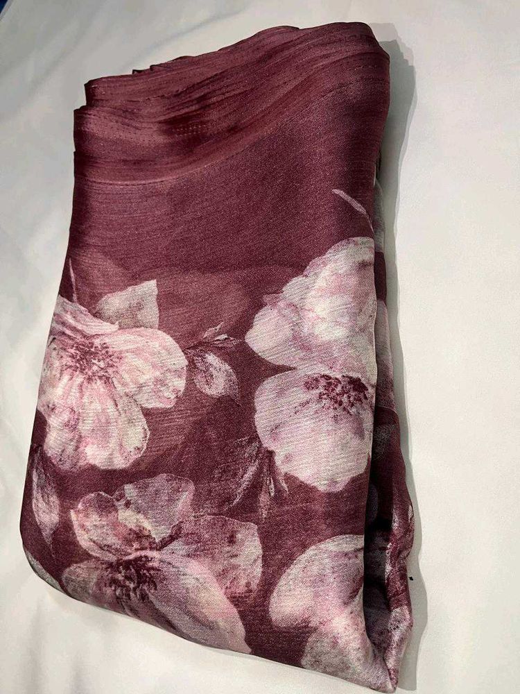 Burgundy Floral Saree