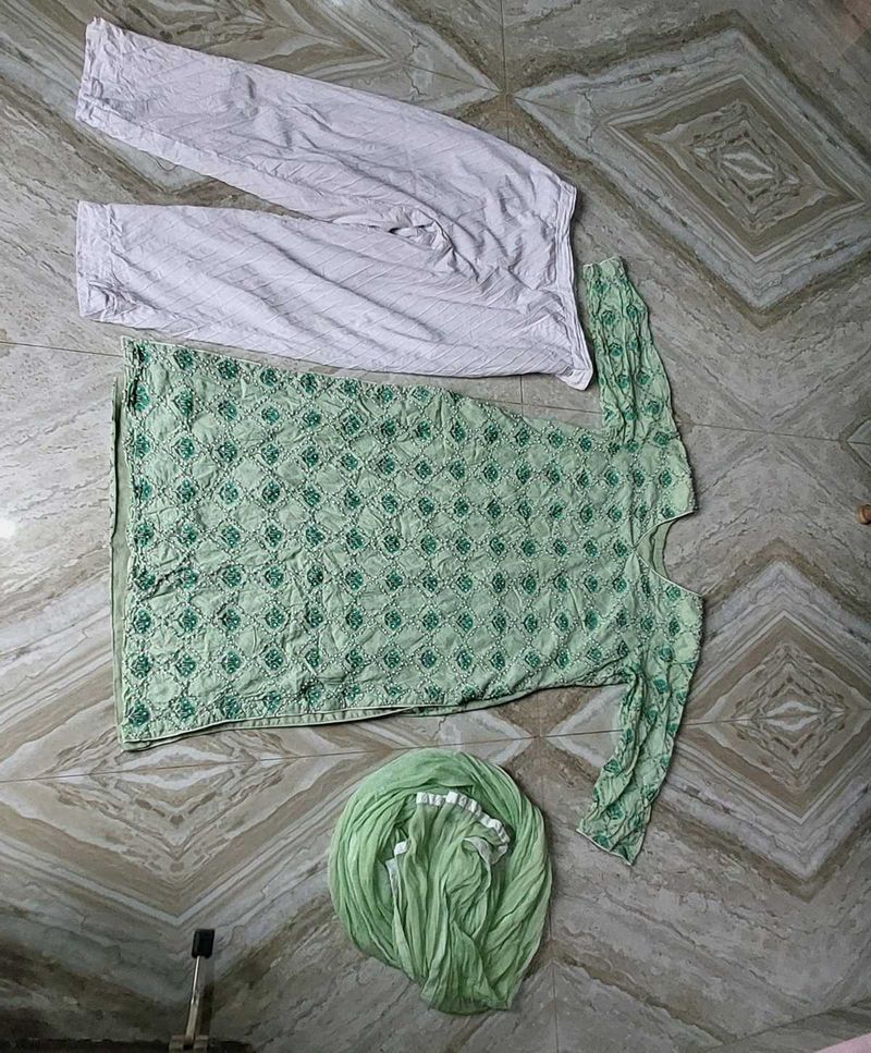 Green Embroidered Salwar Kameez Set