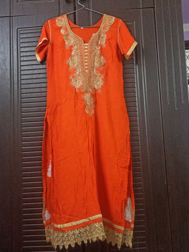 Cotton Sequence Embroidery Kurti